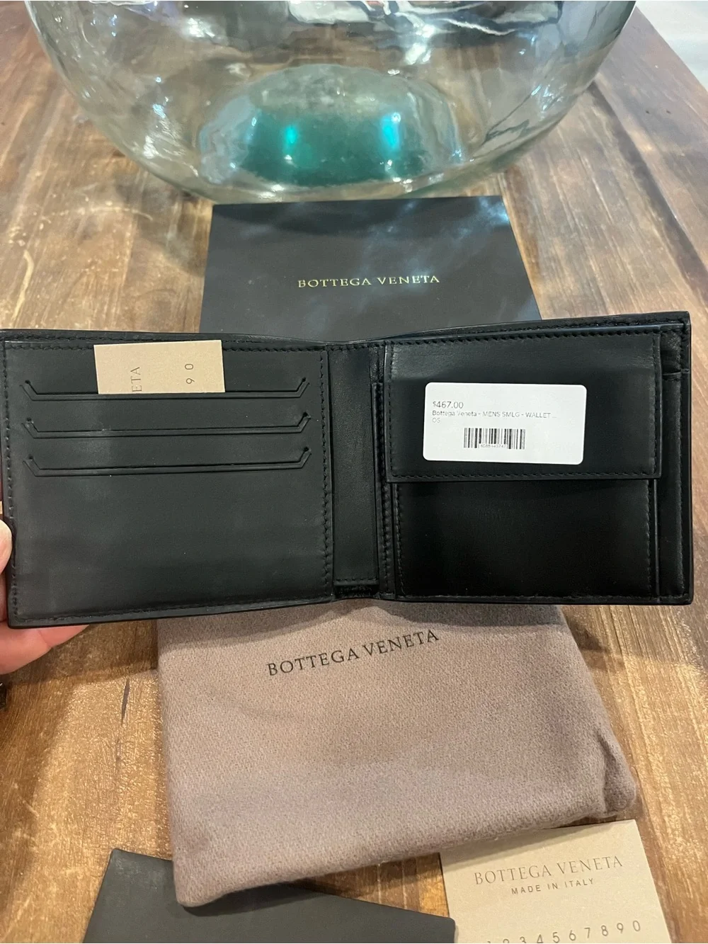NIB*** Bottega Veneta Logo Embossed Two Tone Bi-fold Wallet